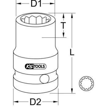 1/2" 12-kant-Kraft-Stecknuss, kurz, 14mm Rabatt