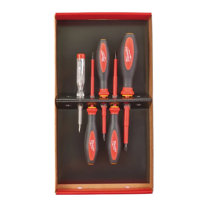 Milwaukee Schraubendreher, VDE geprüft 5-teiliges Set SL/PZ/Spannungsprüfer Knallerangebot