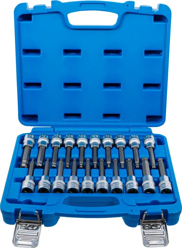 BGS Bit-Einsatz-Satz | Antrieb Innenvierkant 12,5 mm (1/2") | Innensechskant, T-Profil (für Torx), Innenvielzahn (für XZN) mit Kugelkopf | 20-tlg. – 5 Sale