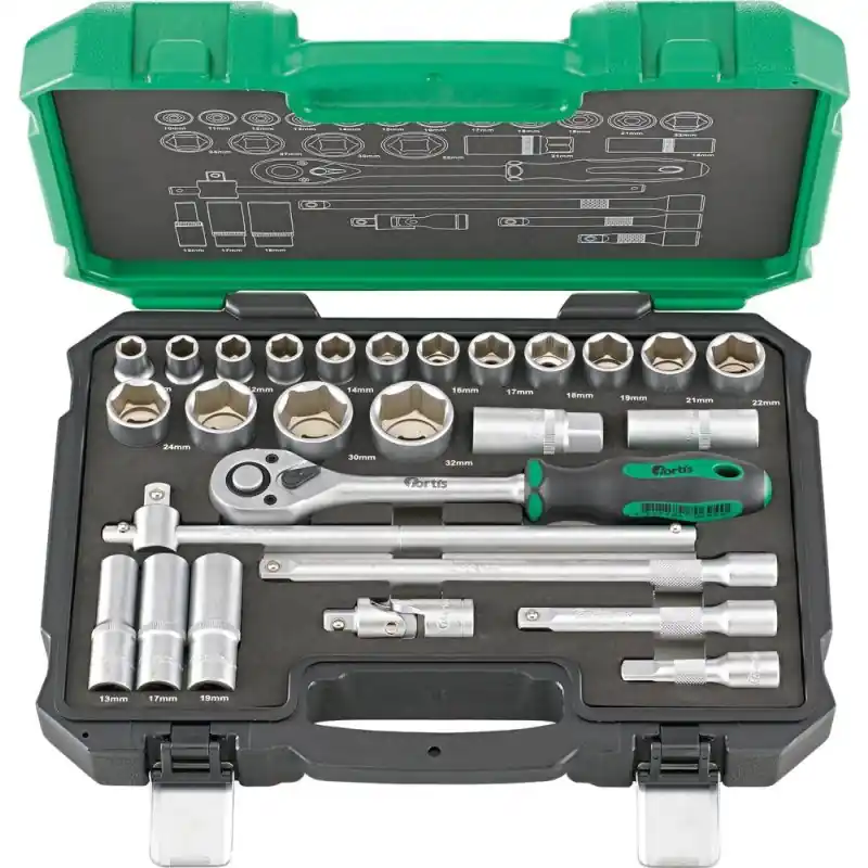 Begrenztes Angebot Steckschlüssel-Garnitur 1/2" 27 teilig FORTIS
