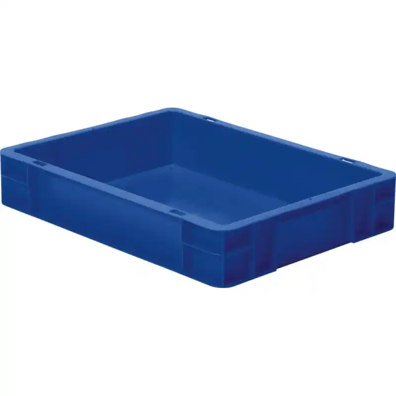 Billig Transport-Stapelkasten 400x300x75 mm blau, geschlossen ohne Griffloch