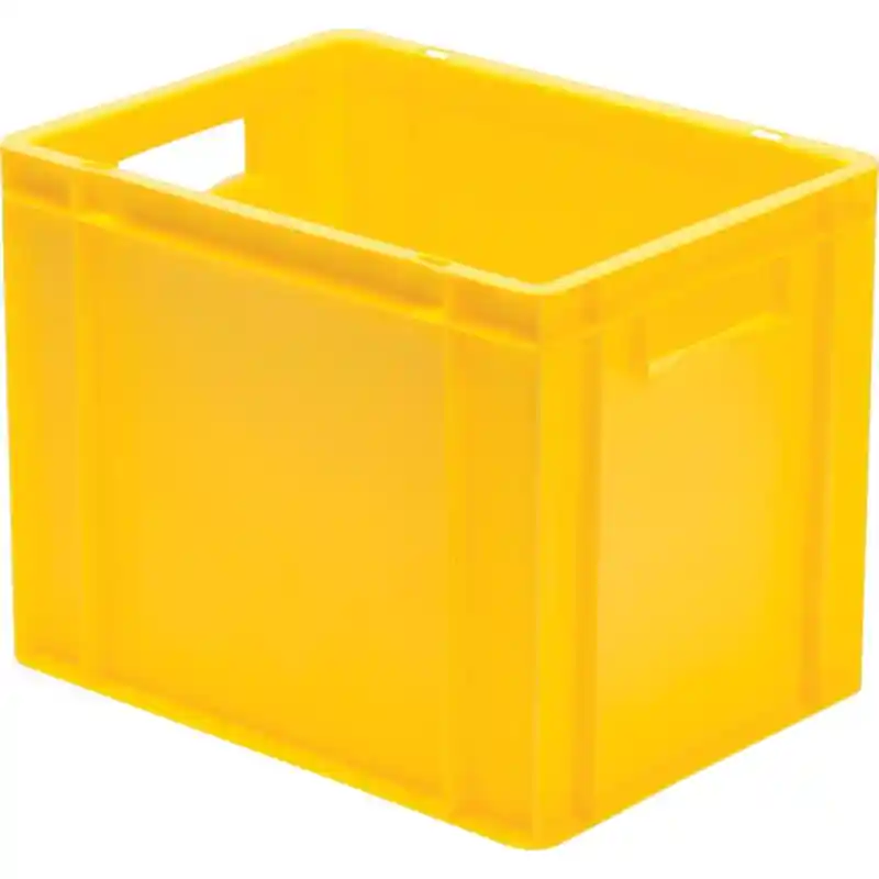 Direkt Vom Hersteller Transport-Stapelkasten 400x300x320 mm gelb, geschlossen mit Griffloch