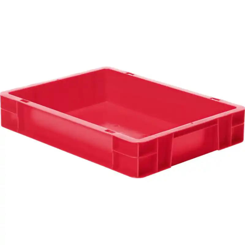 Billig Transport-Stapelkasten 400x300x75 mm rot, geschlossen ohne Griffloch