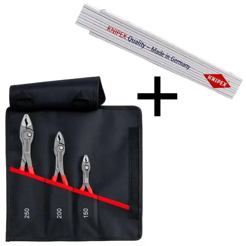 Mega-Angebot Frontgreifzange-Set TwinGrip 3-teilig + Gliedermaßstab 2 m
