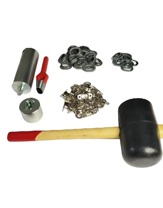 Oval Ösen Set 22,5x13,5 Einschlagstempel Locheisen Hammer + 20x Öse Zink + Drehverschluß Letzte Chance