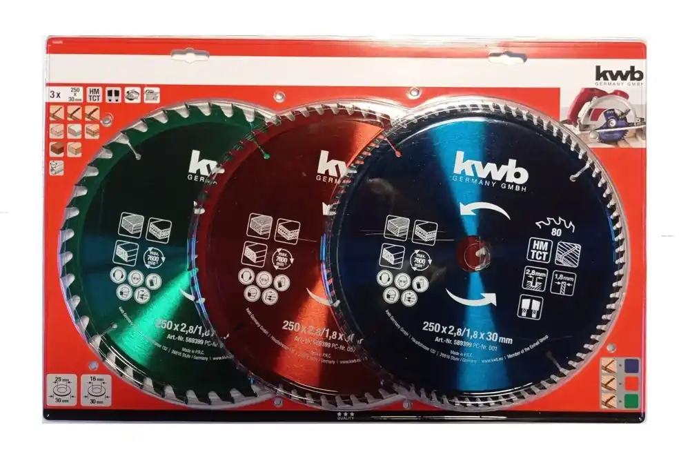Ausverkauf KWB Kreissägeblatt-Set Ø 250 x 30 mm 3-tlg.