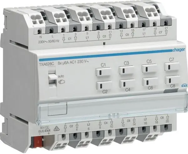 Sofort Bestellen HAGER Jalousieausgang KNX REG 8f Handbedien TXA628C