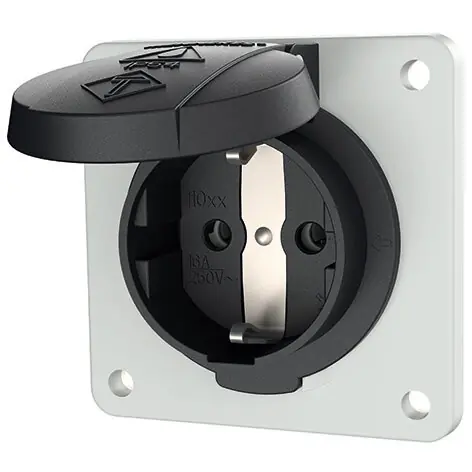 MENNEKES Anbausteckdose IP54 75x75mm ger 11012F sw Kst schraubl.Kl hfr Versand Am Gleichen Tag