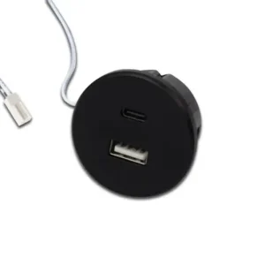 HERA - USB-A + USB-C Steckdose 24V schwarz USB-Spannungsversorgung 1USB-A 1USB-C Einb Finale Aktion